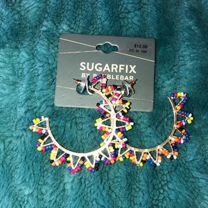 Multi-colored beaded hoop earrings